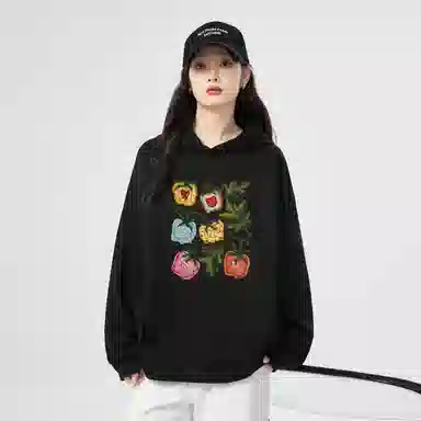 棉购 潮流美式宽松小个子复古连帽上衣外套卫衣 女款