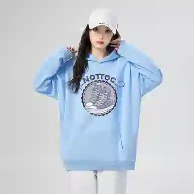 棉购 加绒加厚连帽重磅宽松外套街头潮流舒适个性卫衣 女款