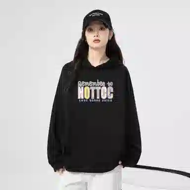 棉购 加绒加厚宽松高街时尚字母印花连帽设计卫衣 女款