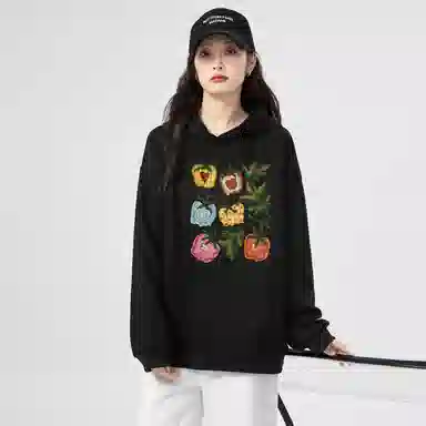 棉购 潮流美式宽松小个子复古连帽上衣外套卫衣 女款