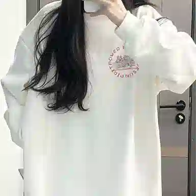 棉购 日系简约休闲圆领风景印花少女风宽松百搭长袖卫衣 男女同款