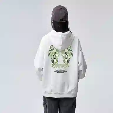 棉购 潮牌美式仿刺绣连帽加绒加厚长袖上衣学院风小众时尚舒适外套卫衣男 女款
