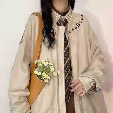棉购  美式字母印花飞行外套拉链百搭舒适棒球服夹克  男女同款