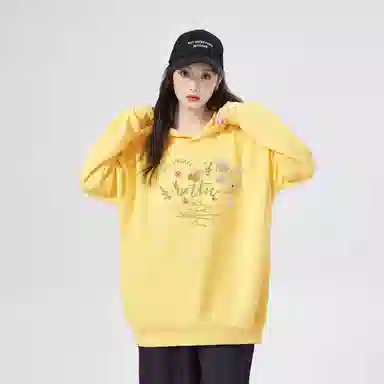 棉购 连帽加绒加厚美式慵懒风宽松外套复古百搭休闲学院风卫衣 女款