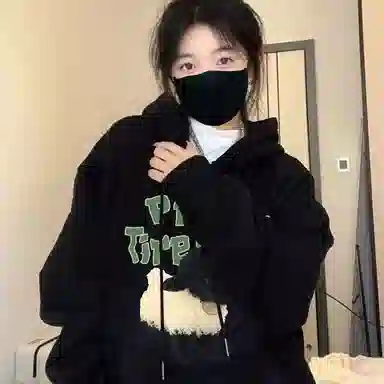 棉购 小羊印花连帽甜美风宽松百搭学生慵懒风设计感休闲长袖卫衣 男女同款