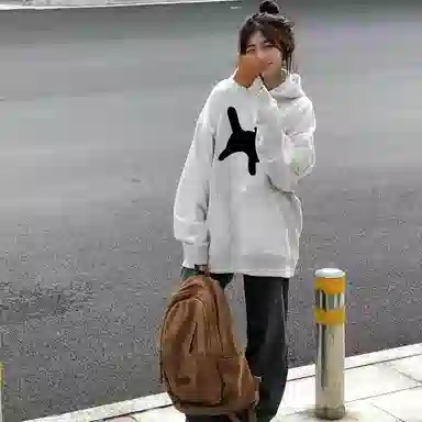 棉购 卡通猫咪印花设计感百搭套头长袖卫衣 男女同款