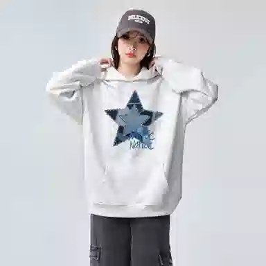 棉购 连帽印花美式休闲时尚重磅宽松长袖卫衣 女款