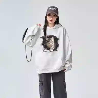 棉购 美式宽松复古连帽舒适百搭长袖卫衣 男女同款