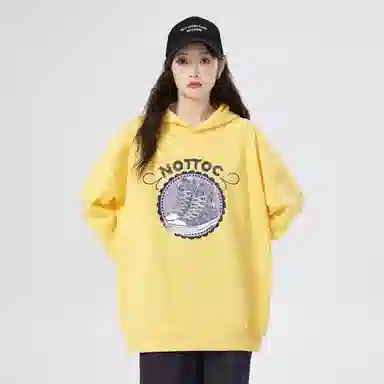 棉购 加绒加厚连帽重磅宽松外套街头潮流舒适个性卫衣 女款