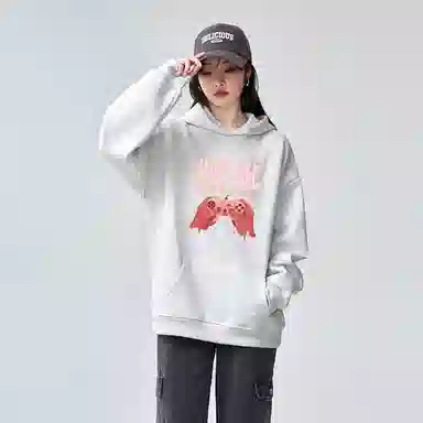 棉购 连帽秋冬季加绒加厚舒适百搭潮流印花美式学生上衣服卫衣 男女同款
