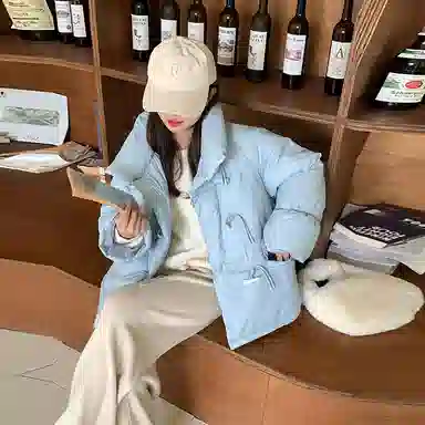 棉购 面包服立领纯色拉链棉服 女款