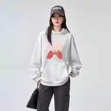 棉购 连帽秋冬季加绒加厚舒适百搭潮流印花美式学生上衣服卫衣 男女同款