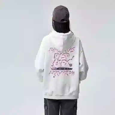 棉购 美式个性涂鸦连帽慵懒风宽松外套卫衣 女款