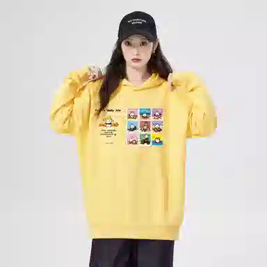 棉购 美式连帽设计感印花宽松舒适时尚百搭卫衣 女款