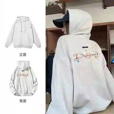 棉购 春秋基础款仿刺绣上衣学生街头潮流时尚休闲百搭花卉印花绒衫加绒加厚宽松卫衣 男女同款