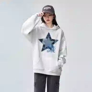 棉购 连帽印花美式休闲时尚重磅宽松长袖卫衣 女款