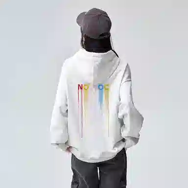 棉购 美式复古加绒加厚连帽彩色时尚百搭长袖舒适宽松外套大码上衣卫衣 女款