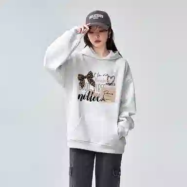 棉购 美式连帽加绒加厚外套学生舒适休闲百搭个性印花卫衣 女款