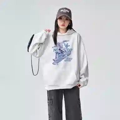 棉购 美式连帽秋冬季设计感印花宽松街头舒适百搭运动卫衣 男女同款