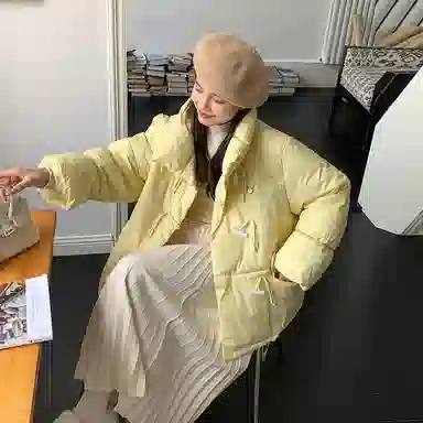 棉购 面包服立领纯色拉链棉服 女款