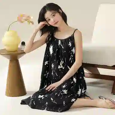 棉购 带胸垫一体式舒适无袖透气睡裙 女款