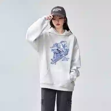 棉购 美式连帽秋冬季设计感印花宽松街头舒适百搭运动卫衣 男女同款
