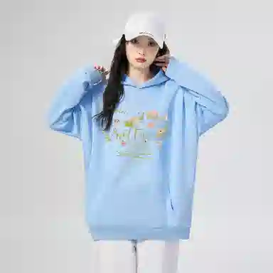 棉购 连帽加绒加厚美式慵懒风宽松外套复古百搭休闲学院风卫衣 女款