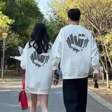 棉购 美式复古宽松慵懒风落肩长袖卫衣 男女同款