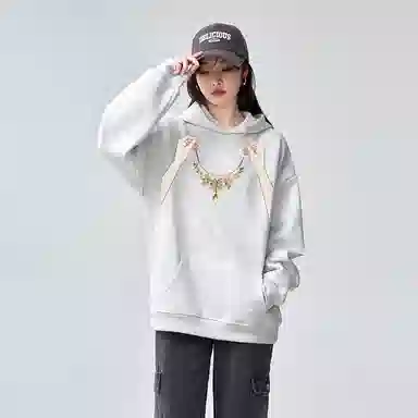 棉购 加绒加厚连帽印花舒适百搭长袖卫衣 女款