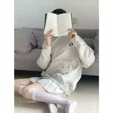 棉购 破洞猫动物图案连帽休闲宽松慵懒风设计感长袖卫衣 女款