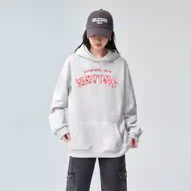 棉购 连帽潮流加绒加厚宽松韩版学生口袋带帽套头休闲外套卫衣 女款