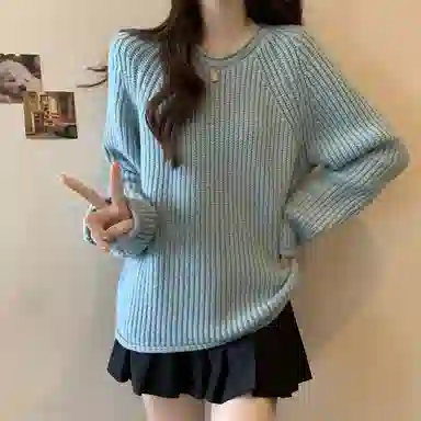 棉购 韩系氛围感宽松慵懒风绝美通勤显瘦针织衫 女款