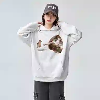 棉购 加绒加厚百搭潮流印花美式学生卫衣 女款