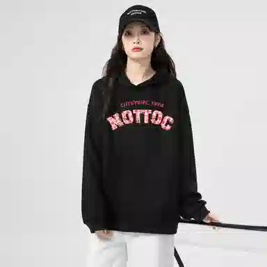 棉购 连帽潮流加绒加厚宽松韩版学生口袋带帽套头休闲外套卫衣 女款