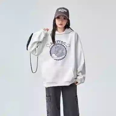棉购 加绒加厚连帽重磅宽松外套街头潮流舒适个性卫衣 女款