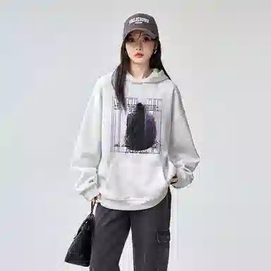 棉购 春秋连帽潮流宽松韩版上衣学生口袋带帽套头休闲加绒外套卫衣 男女同款