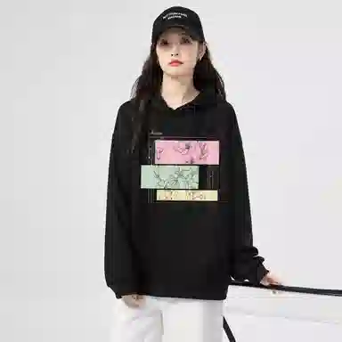 棉购 连帽加绒加厚长袖上衣外套个性潮流休闲舒适卫衣 女款