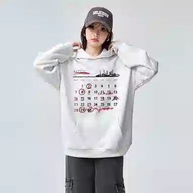 棉购 连帽潮流慵懒风上衣百搭秋季情侣宽松帽衫美式重磅外套上衣卫衣 男女同款