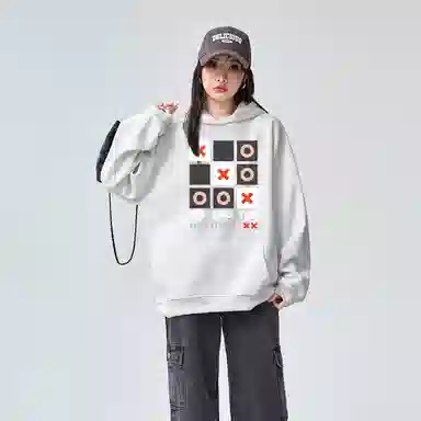 棉购 连帽秋冬加绒加厚美式宽松慵懒风上衣百搭潮流印花学生卫衣 女款