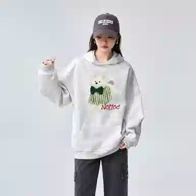 棉购 连帽加绒加厚潮牌学生美式卫衣 女款