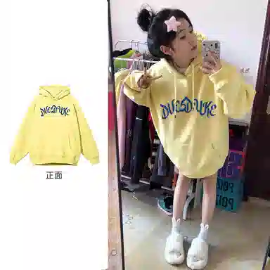 棉购 慵懒风印花上衣休闲时尚潮流百搭加绒加厚简约宽松卫衣 女款