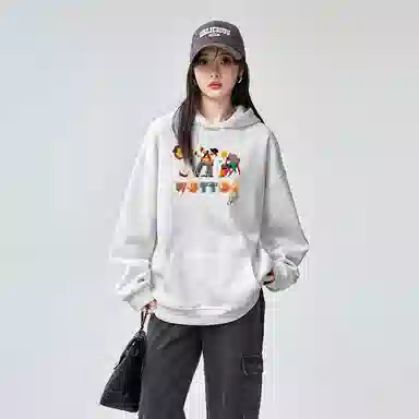 棉购 人物宽松适中连帽长袖卫衣 女款