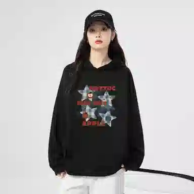 棉购 美式连帽印花潮流外套卫衣 女款