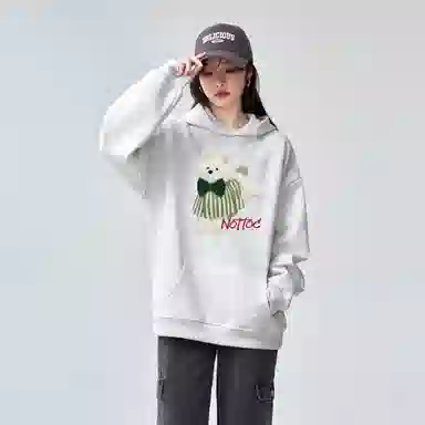 棉购 连帽加绒加厚潮牌学生美式卫衣 女款