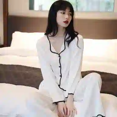 棉购 法式浪漫居家服冰丝高级性感长袖长裤睡衣套装 女款