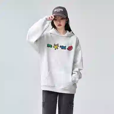 棉购 重磅潮流连帽卡通宽松加绒加厚中国风上衣卫衣 女款