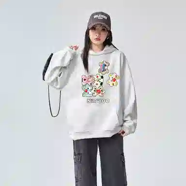 棉购 美式复古潮重磅连帽春秋冬宽松加绒加厚外套长袖卫衣 女款
