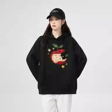 棉购 宽松薄款连帽长袖卫衣 女款