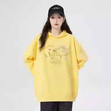 棉购 连帽加绒加厚美式慵懒风宽松外套复古百搭休闲学院风卫衣 女款