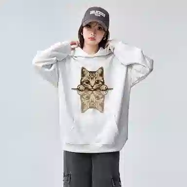 棉购 连帽潮流情侣宽松帽衫美式重磅外套上衣卫衣 男女同款